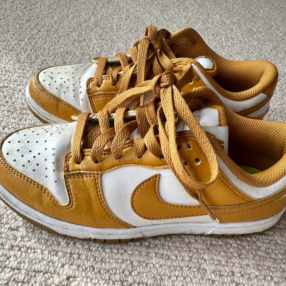 W Size 6 - Nike Dunk Low Next Nature Phantom 2022 Mustard Yellow Sneakers